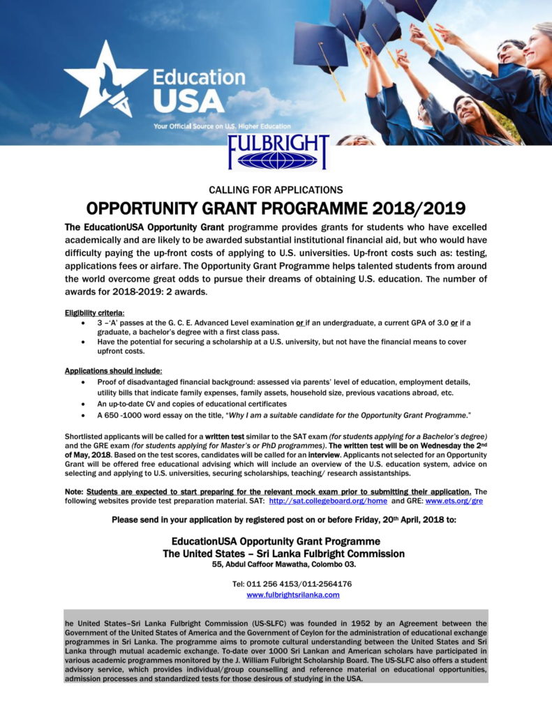 OPPORTUNITY PROGRAMME Advertisement 2018-2019-1